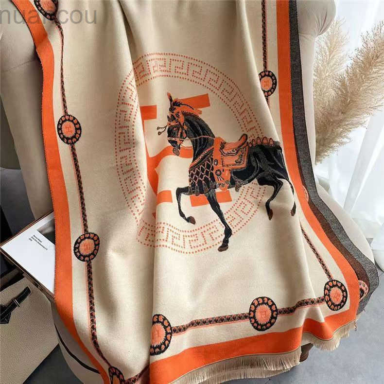 brand H Top Scarves Winter Cashmere Scarf Women Designer Warm Pashmina Blanket Horse Female Shawl Wraps 10A SIZE180x65