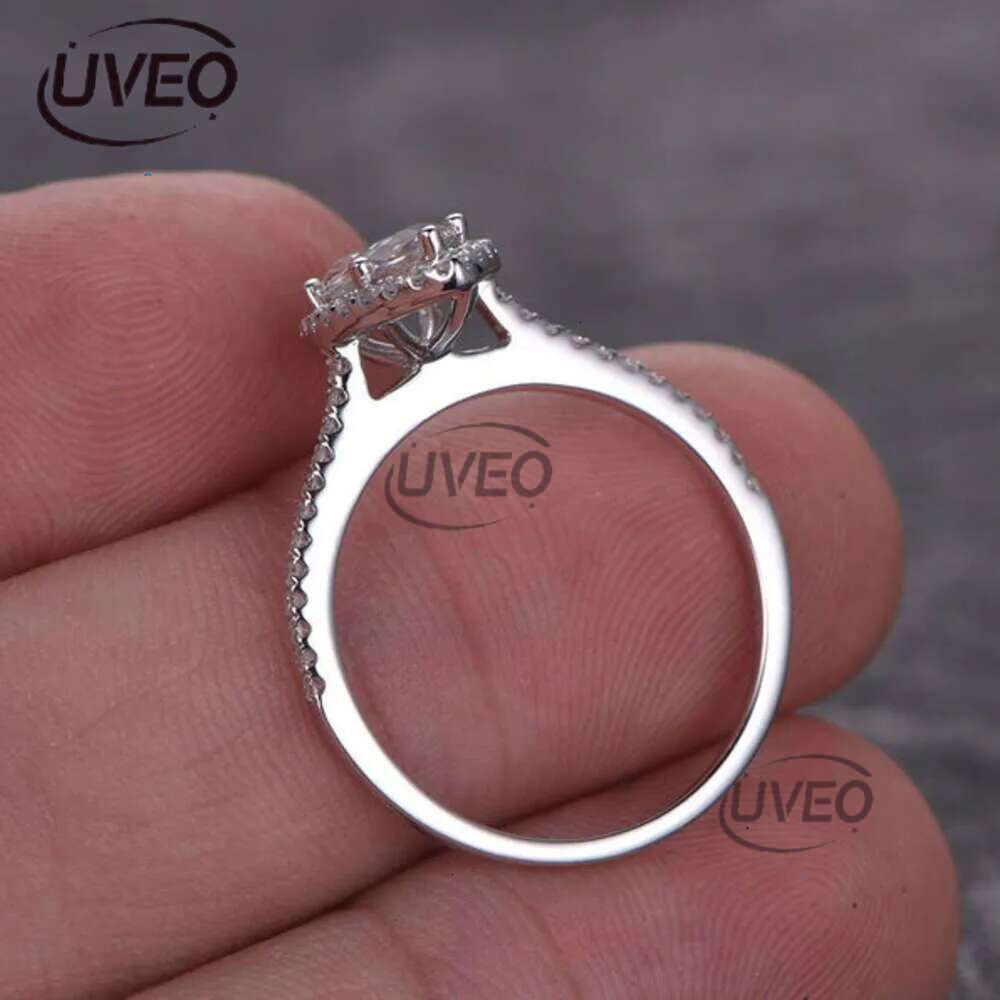 Jewelry 1ct Marquise Shaped Moissanite Dia Engagement Solid 14K White Gold Promise Ring For Bridal