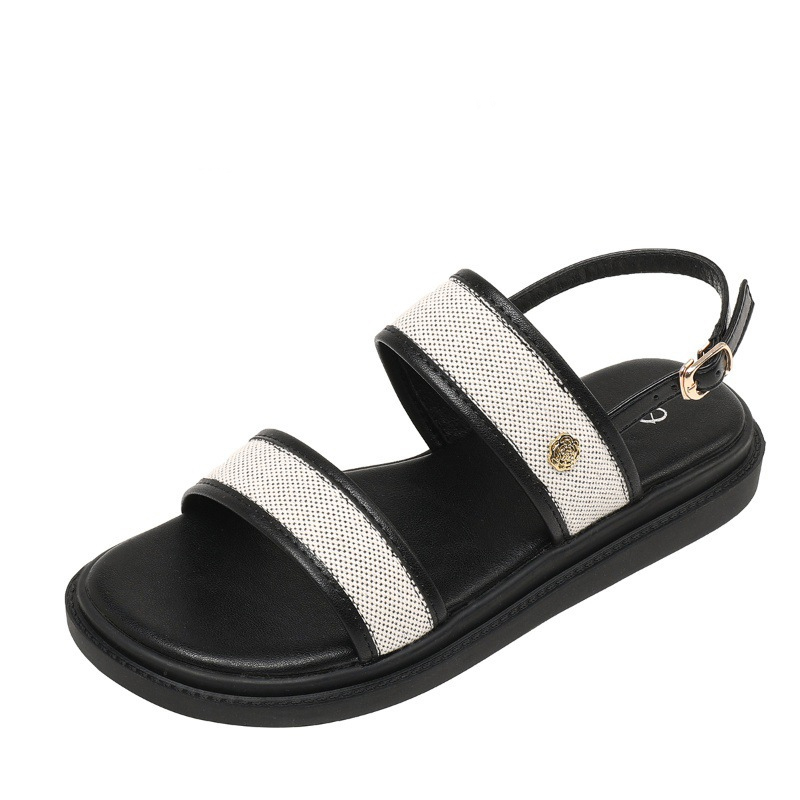free shipping designer Sandals fashionable shoes women's summer black Low Heel Bohemian slipper