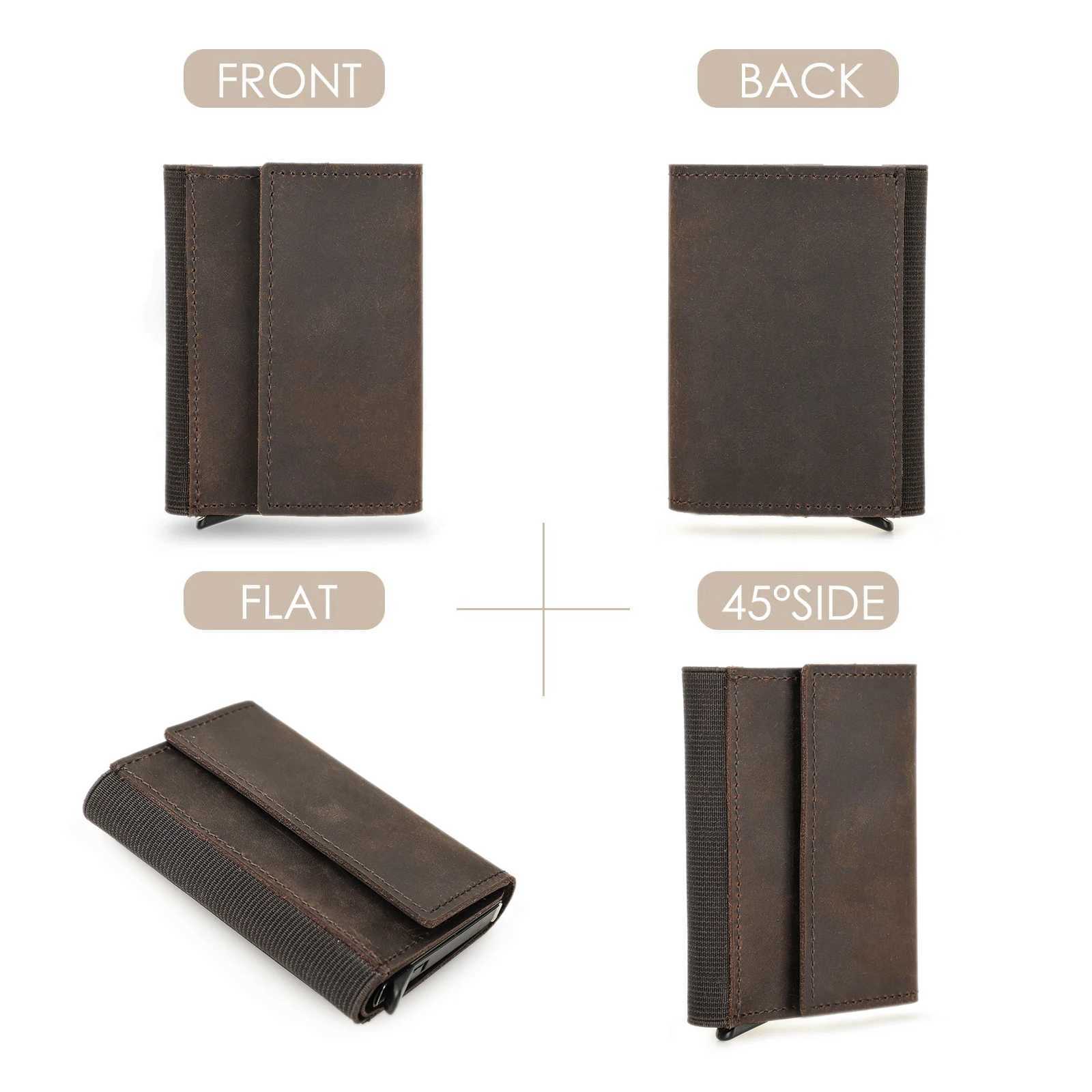 Hiram RFID Card Holder Wallet for Men Credit Card Holder Money Purse Business Unisex Genuine Leather Cardholder Aluminum BoxT251119