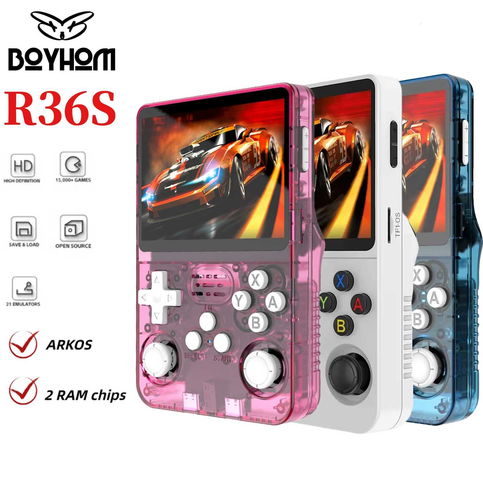 BOYH R36S Retro Handheld Game Console Genuine Linux ARKOS Dual-RAM 35 IPS15000 Games Portable Pocket Player 64G/128G H25111911