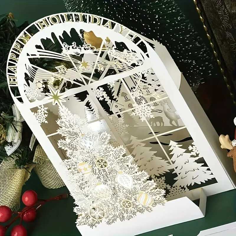 3D Pop-Up Christmas Greeting Cards with Envelopes Note Cards - Festive Floral Design for Everyone G251119