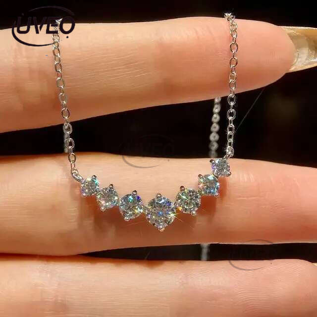 Fine Jewelry Twin Heart Halo Shape Dia Moissanite Pendant Necklaces Sterg Sier Chain For Women Engagement