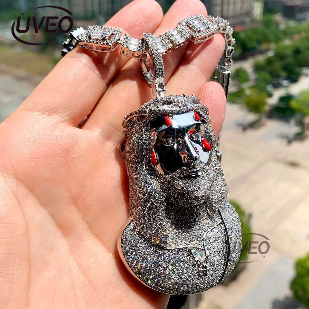 Jesus Christ Piece Head Face Pendant for Men Iced Out Bg Cz Paved Charm Necklace with Chain Hip Hop Jewelry