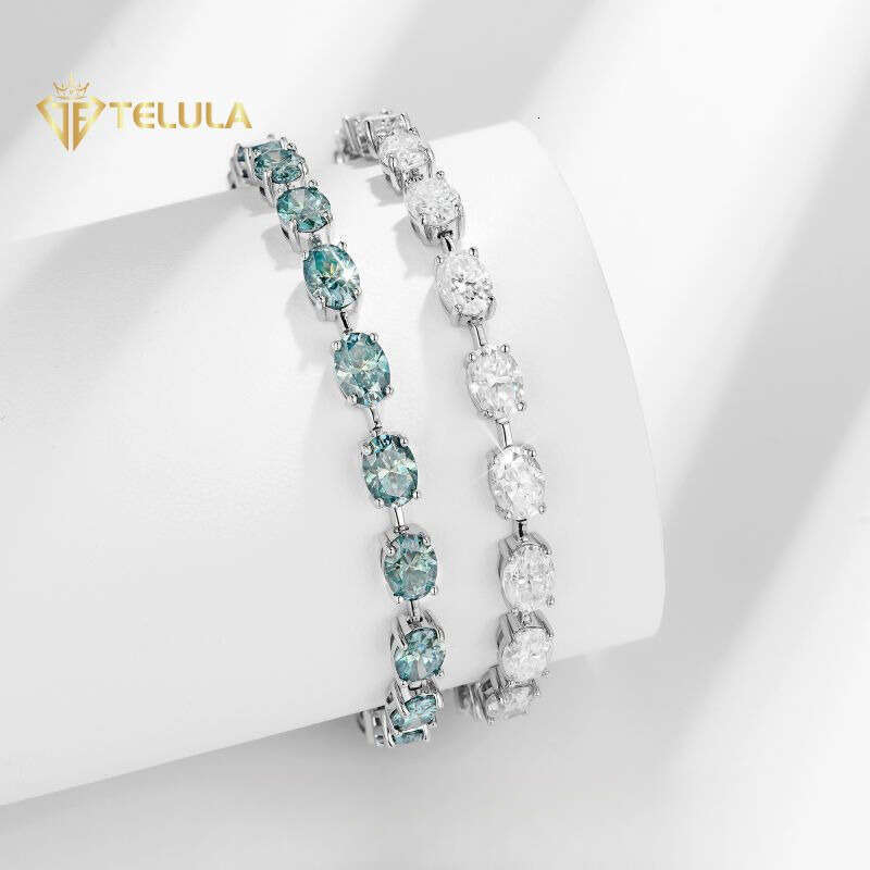 Oval Cut S Sterling Sier Fashion Jewelry Women's Tennis Silicon Stone Bracelet