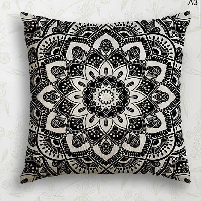 Black and White Mandala case Sofa bedroom cushion cover single-sided printing without coreM251119