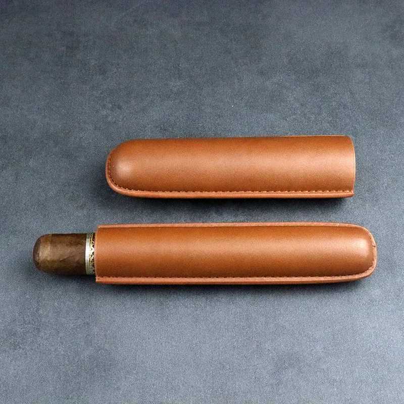 Leather Cigar Tube Humidor Portable Waterproof Cigar Tube Holder Travel Moisturizing Cigars AccessoriesC250419