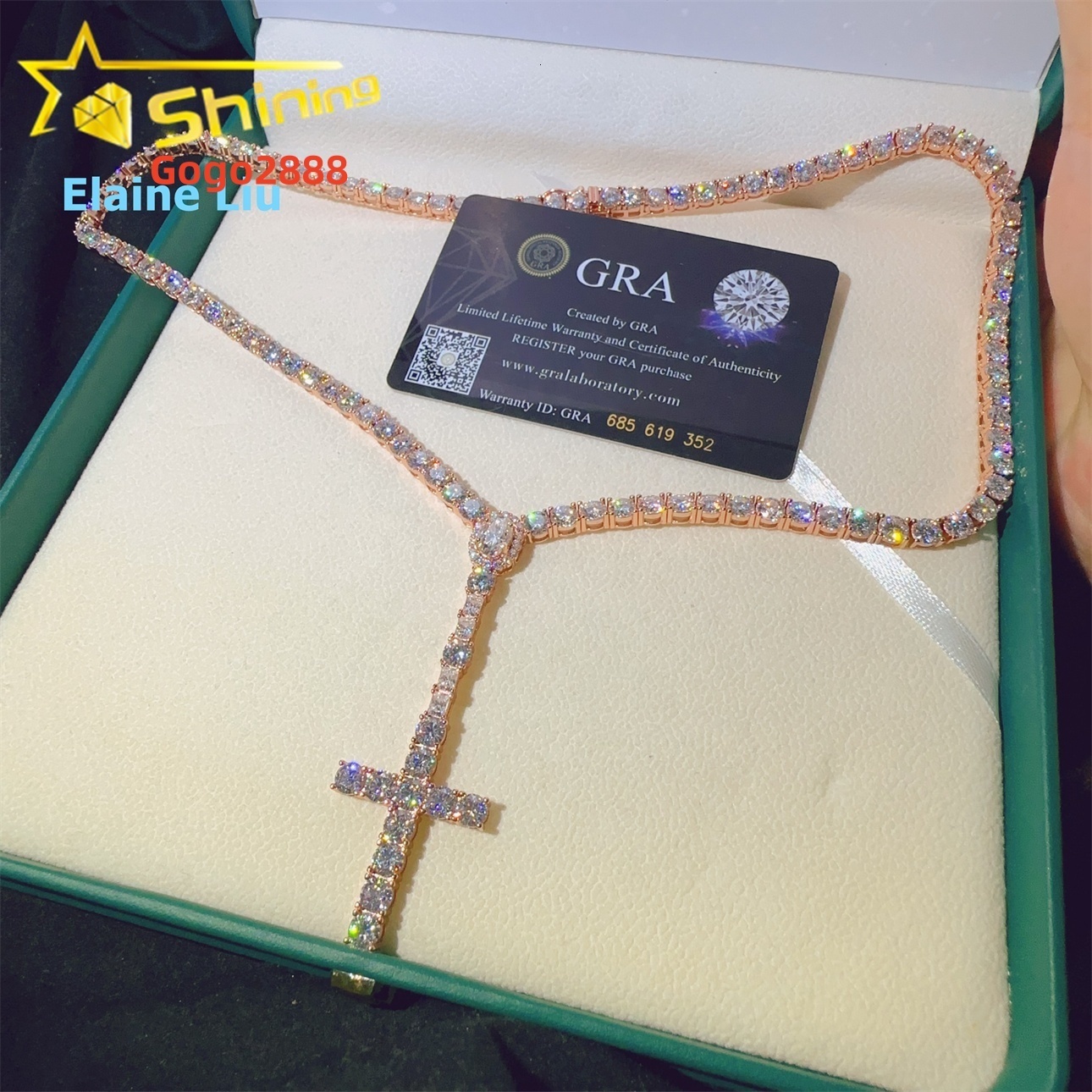 Hip Hop Jewelry Fashion 5mm D Color Vvs Moissanite Diamond Tennis Bracelet Silver 925 Tennis Chain Necklace