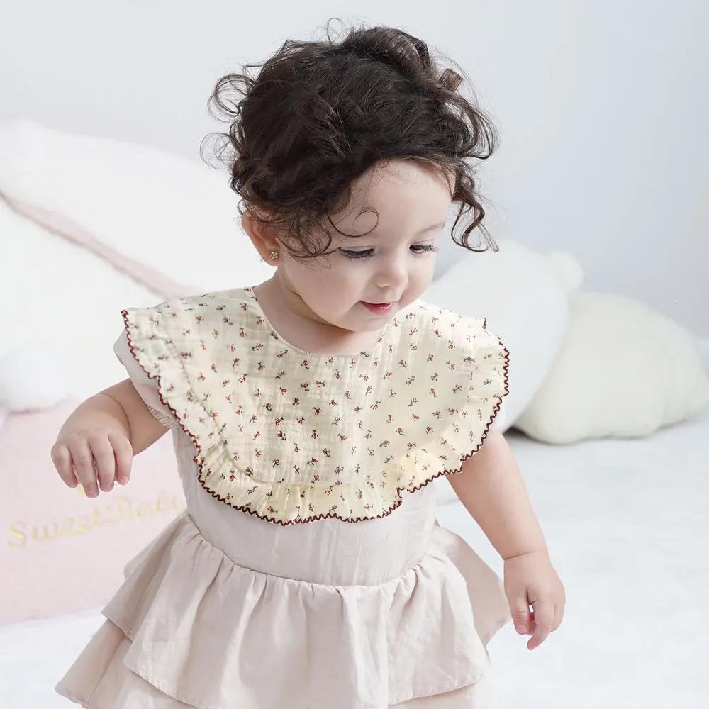 Ins style simple cotton baby bib born print soft Saliva towel feeding Burp fabric accessories 250414z