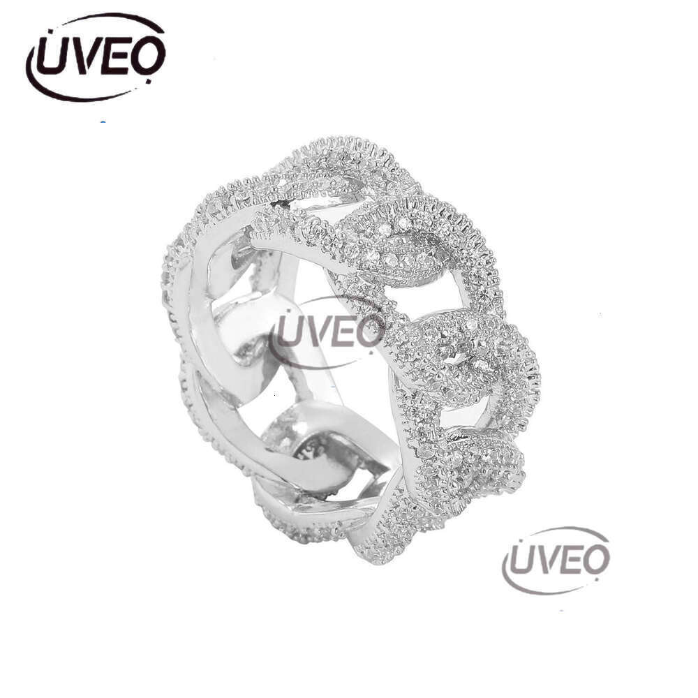 Luxury designer new Cuban chain plated with real gold, micro-inlaid ice out VVS Moissanite, hollowed-out all-diamond men's and women's hip h