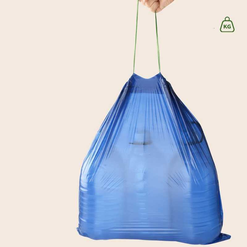 Blue Drawstring Trash Can Liners Disposable Food Residue Processor Household Kitchen Bathroom Plastic Bags with Drawstring C251119