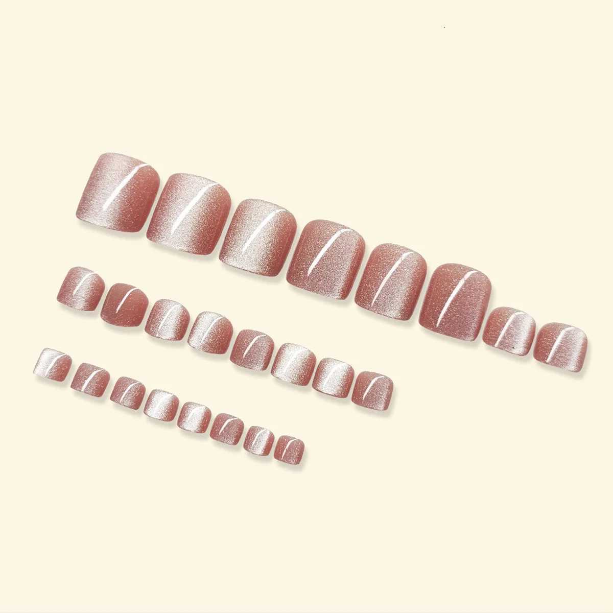 24pcs Press on Toe Nails Nude Crystal Cats Eye Ultra Thin Bright Diamond Full Coverage Toenail for WomenGirl Removable ToenailT251118T251119
