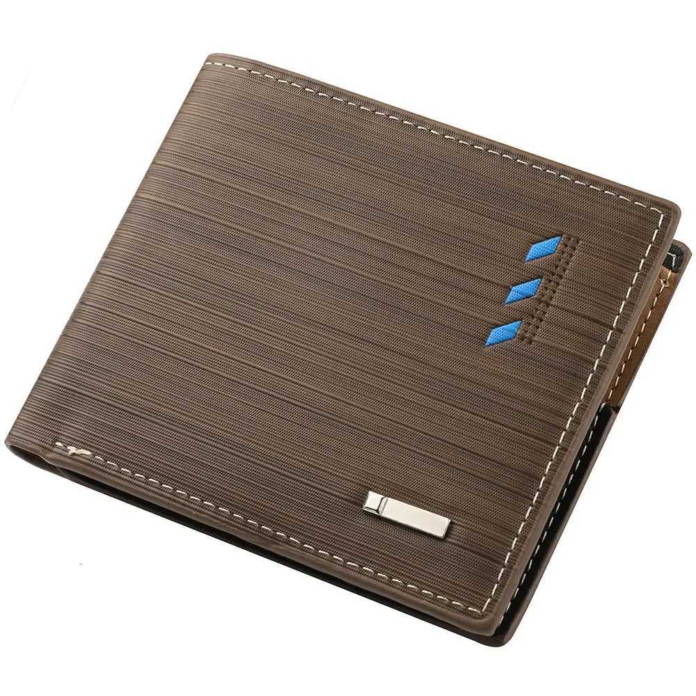 Fashion Mens Stripe Wallet Multi Function ID Credit Card Holder Two -fold Money Clip High Quality Leather Coin PurseT251119