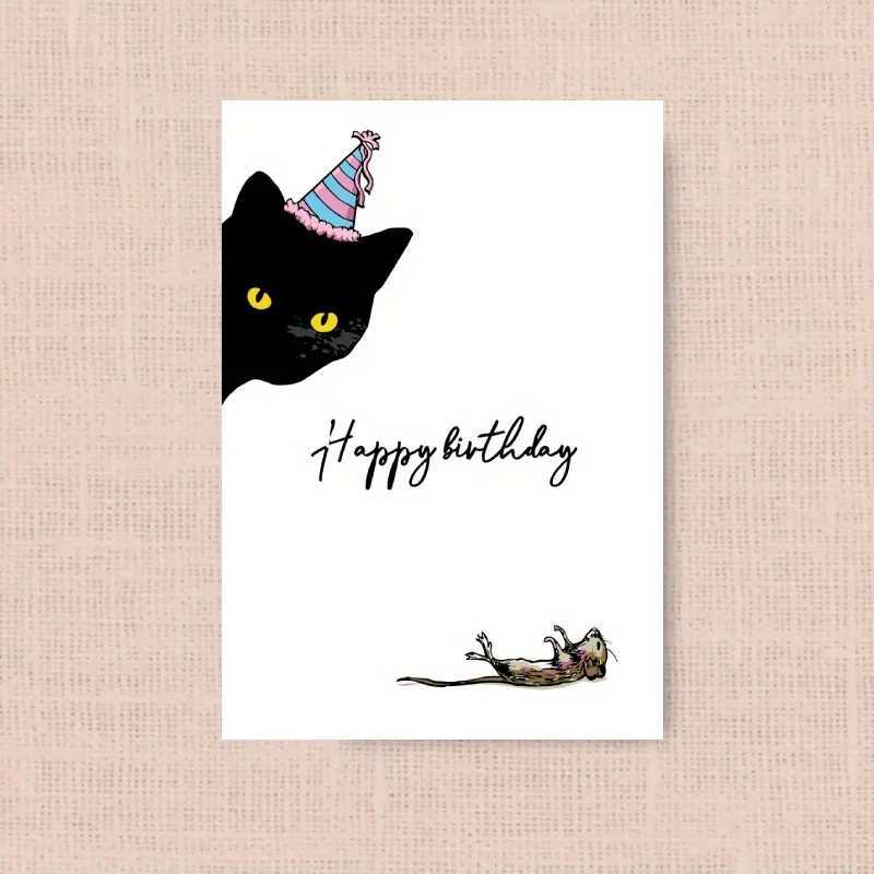 1pc funny for her husband best friend birthday card cat birthday card G251119