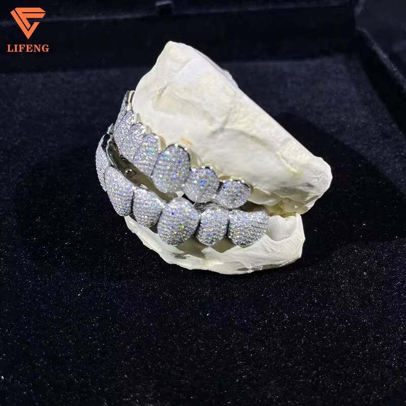 Luxury Custom Jewelry Top 10 Bottom 10 Fully Iced VVS Moissanite Diamond Cut Pendant With Pass Diamond Tester and Mouth Guard