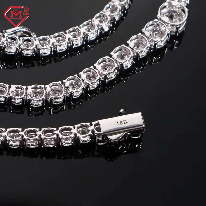 Trendy Necklace Gradient Design Hip Hop Sier VVSHiphop Moissanite Tennis Chain