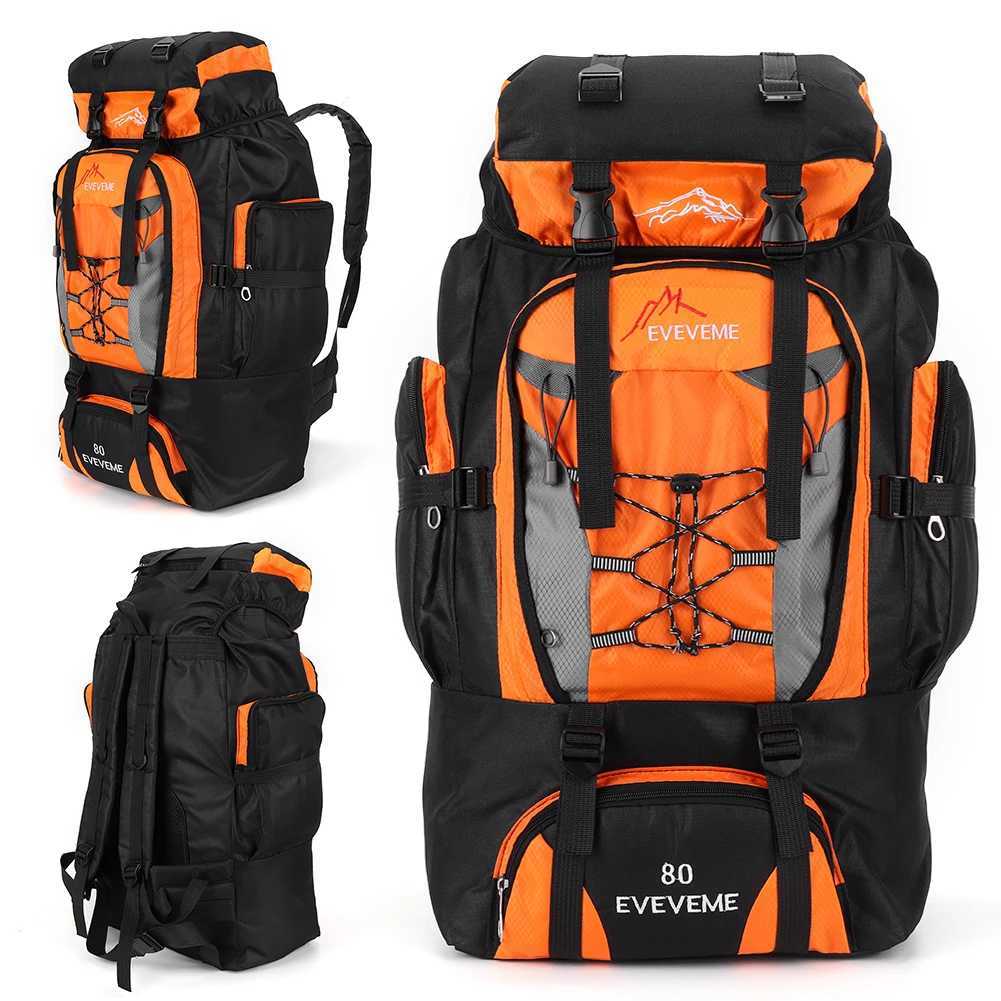 80L Waterproof Hiking Camping Backpack Rucksack Large Capacity Travel Backpack Mens Outdoor Sports Mountaineering BagY250418