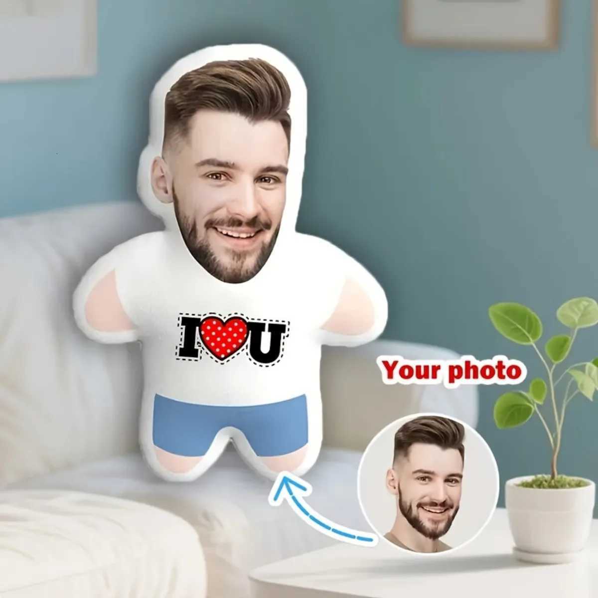 Custom I love you face portrait home throw DIY double-sided printed cushion the best Valentines Day souvenir giftM251119