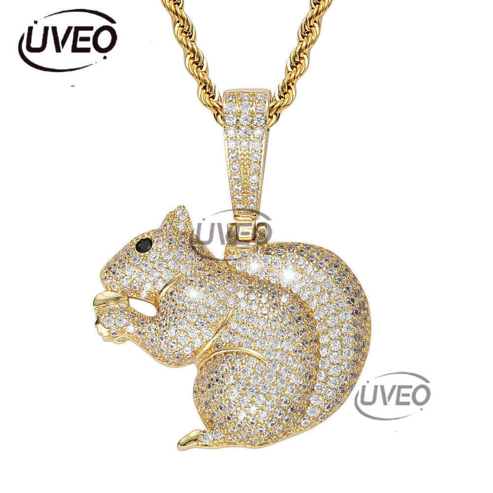 Luxury designer cartoon Squirrel Pendant Sterling silver ice out VVS Moissanite, Hip Hop necklace for men and women free shipping