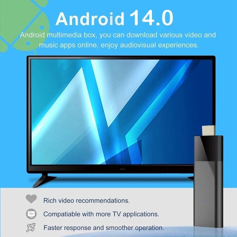 Smart TV Stick Q12 8K Android 14 TV Box Allwinner H313 Dual Wifi 5G 8GB 32GB 64GB 128GB Media Player BT Google Voice Set Top Box 251114