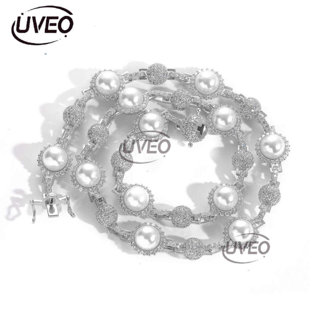 Luxury Hip hop Ice out VVS Moissanite Pearl necklace bracelet for men and women Free delivery