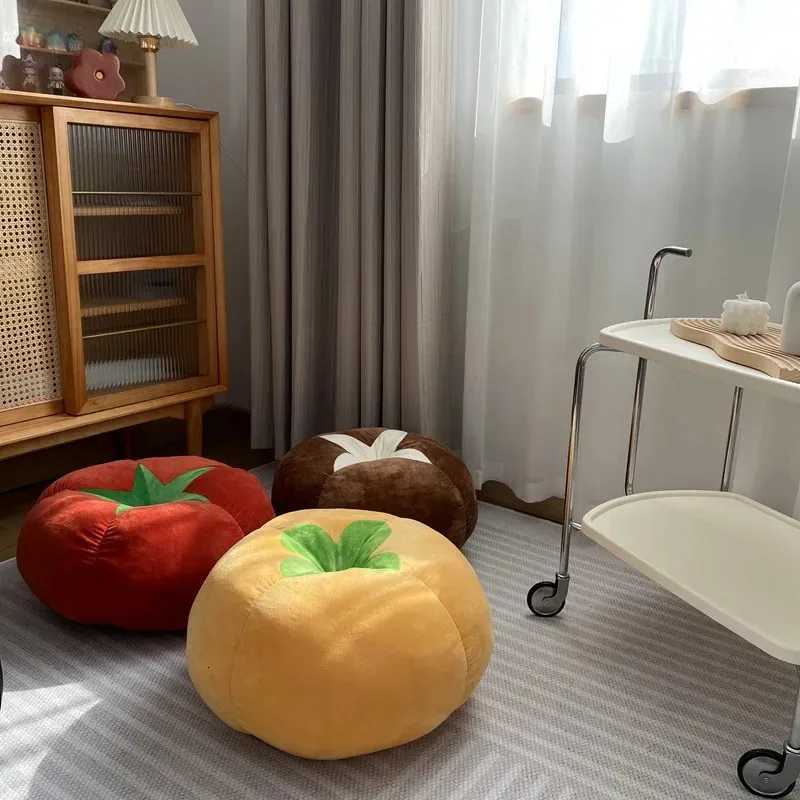 Thick Cushion with Tomato-Shaped Round Khaki Cushion Mushroom and Vegetable Cushion for Window Seat s for BedrooM251119