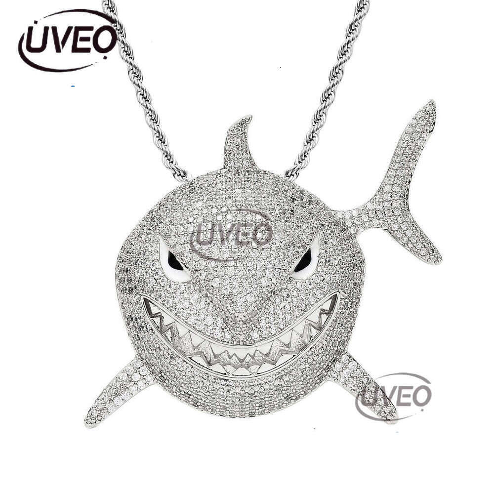 Luxury designer Great Shark Street Advantage Cool Funky Ice Out VVS Moissanstone Hip Hop Cuban Chain Pendant with FREE shipping