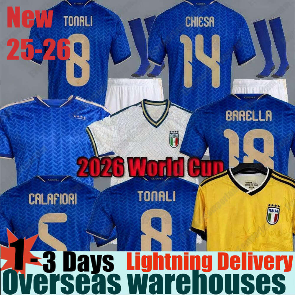 Italy Jersey 2026 World Cup Soccer Jerseys Men Kids Football Shirts 26 27 Away Home RETEGUI BARELLA FRATTESI PELLEGRINI GOALKEEPER