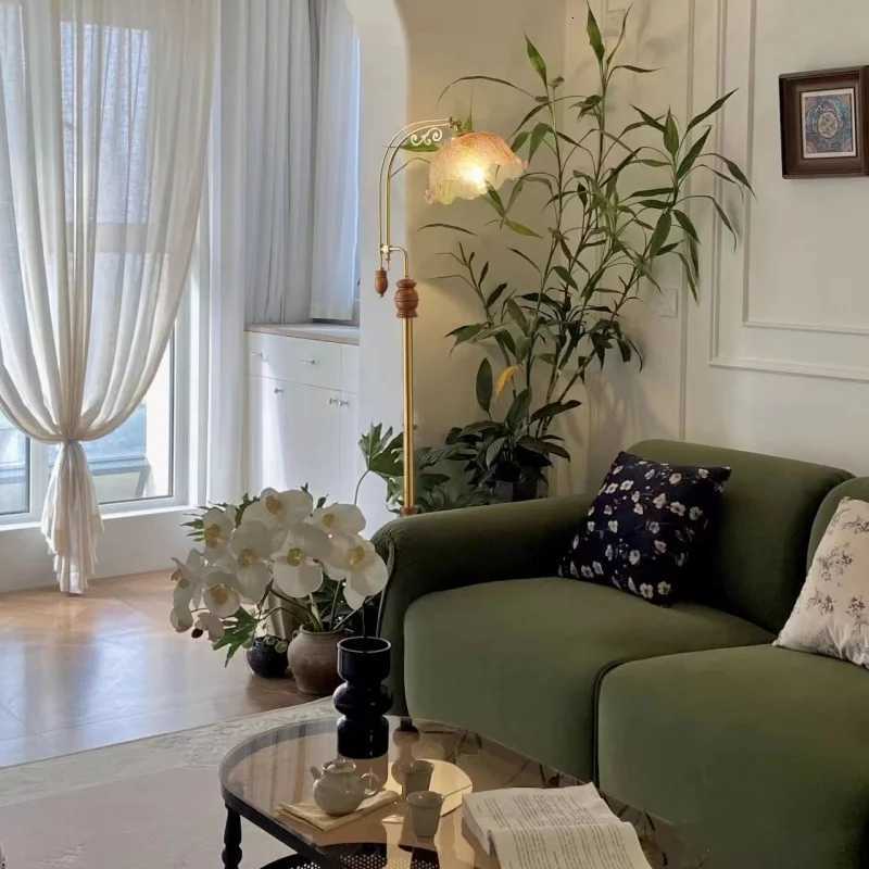 French vintage walnut floor lamp living room sofa ambiance lamp wabi sabi style bedroom bedside standing table lamp M251119