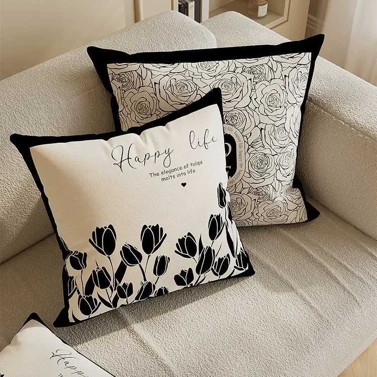 Light luxury high-end beige cover abstract art modern simple living room sofa model room coverM251119