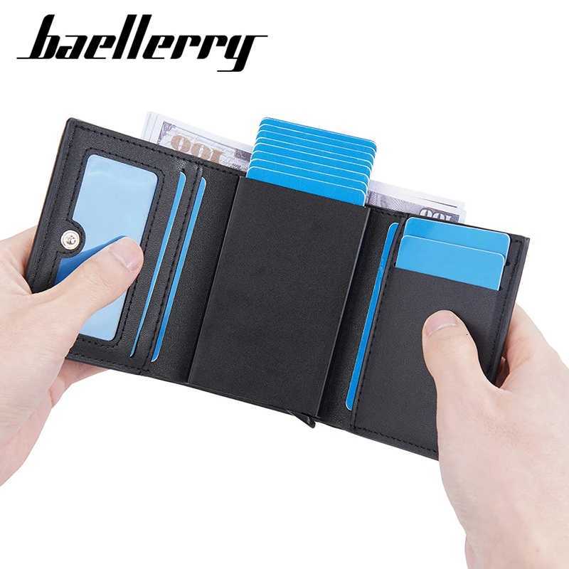 New RFID Short Men Card Wallets Free Name Engraving Popup Card Holder Luxury Brand Male Purse Simple Photo Holder Mens WalletT251119