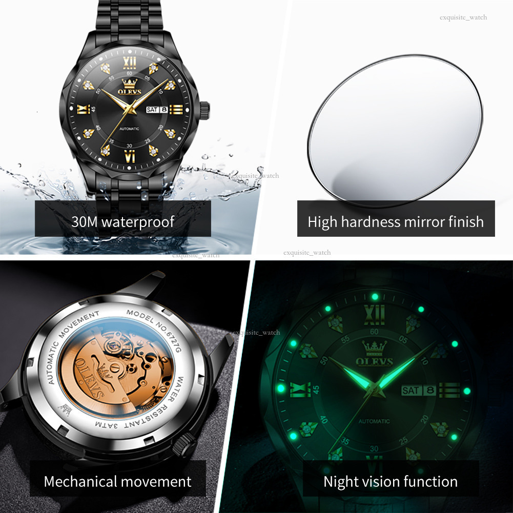 OLEVS Brand Design Men's Watches With Dual Calendars Luxury Fully Automatic Mechanical Watches Luminous And Waterproof Men's Watches Free Sh