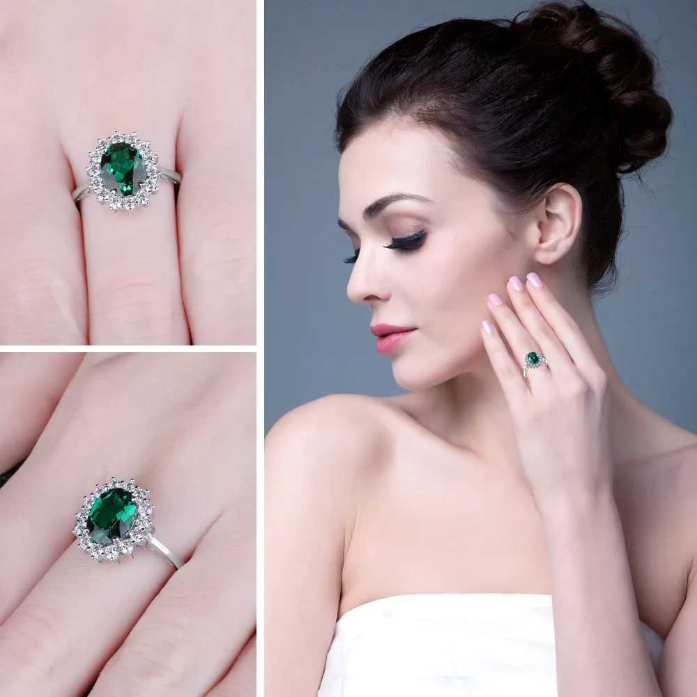 Princess Diana of the Jewelry Palace simulates green jade to create a ruby halo engagement ring 925 Sterling Siler ringC250419