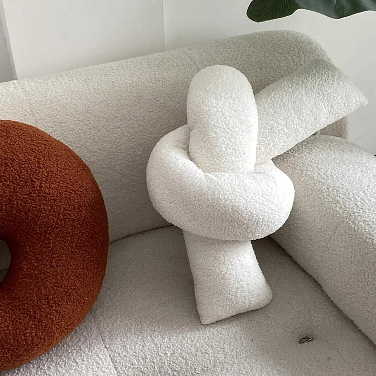 1pc Nordic Style Knotted Bolster for Sofa Bedroom Office Decor Gift for Christmas Home Living Room DecorateM251119