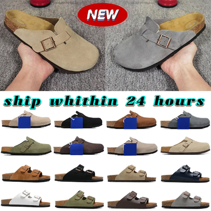 Clogs Slippers Designer Sandals Women Men slides shoes Cork Flat High Quality Fashion Summer Genuine Leather Slide Casual Shoes Mens suede soft footbed slipper