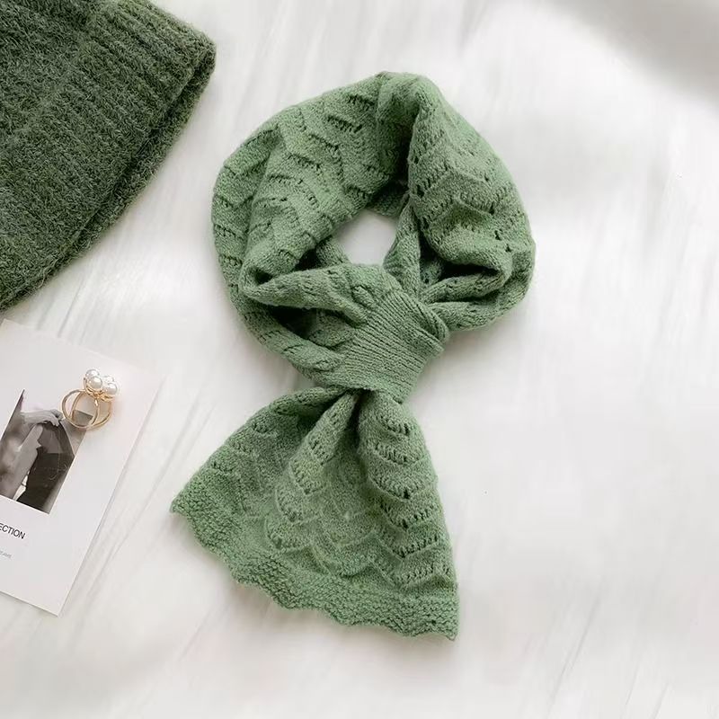 T509 Spring and Autumn Hollow Knitted Scarf Women's Interspersed Scarf Women's Winter Short Fake Collar Simple Cross Student Neck Cover Warm