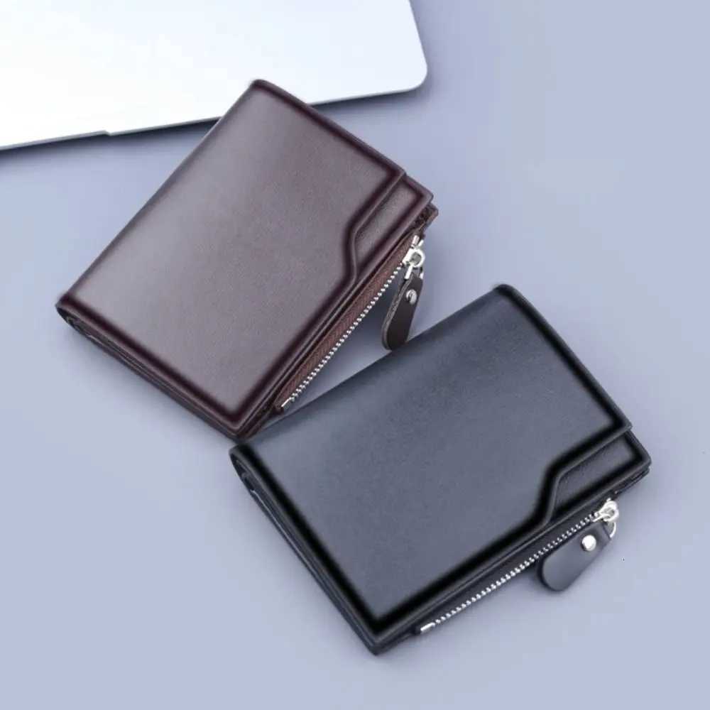 Mens PU Leather Wallet Clutch Bag Solid Color Card Holder Business Short Wallets Zipper Large Capacity Vintage Male PursesT251119