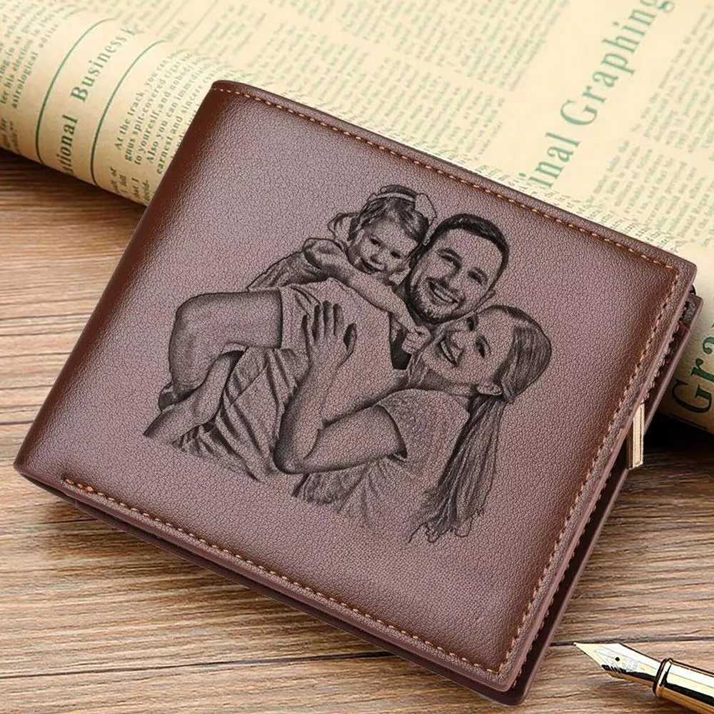 Custom Photo Wallet for Dad - Personalized Fathers Day Gift for Men with Zipper Coin Pocket Picture Card Holder WalletsT251119