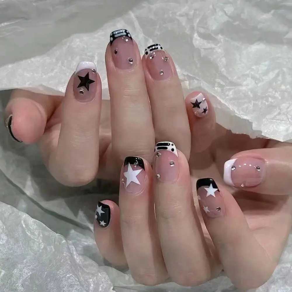 24Pcs/Box Silver Glitter Long Square False Nails French Detachable Nail Tips DIY Fake Nials Press on Nails Manicure ToolT251118T251119