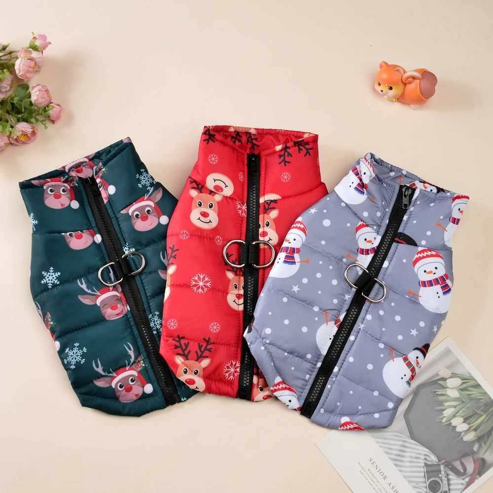 Luxury Designer Christmas Dog Costume - Winter dog Festival Jacket For Small cat & Medium Dogs With Snowman Print And D-Ring Free Shipping