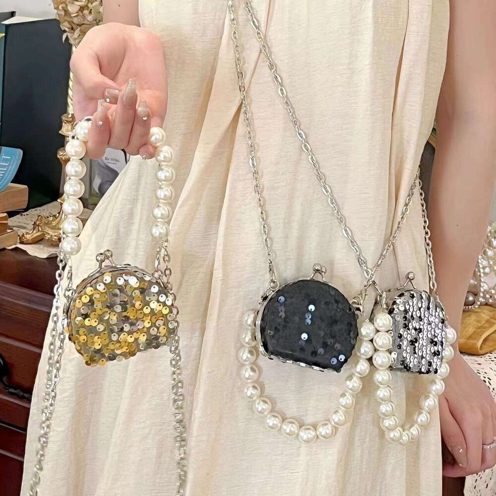 Fashionable luxurious sequin chain for women in 2025, new women's change lipstick bag, trendy and versatile one shoulder crossbody bag