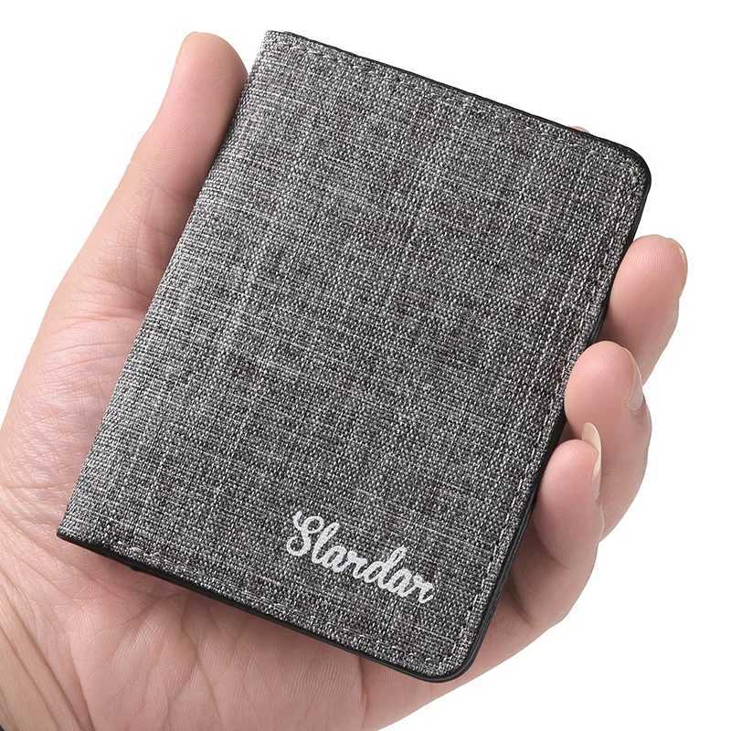 Ultra thin mini short canvas wallet for men simple drivers license card holder compact student walletT251119