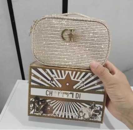 Beauty New Gift Christmas Set Gold Thread Makeup Bag Gold Thread Makeup Bag Clutch Star Pattern