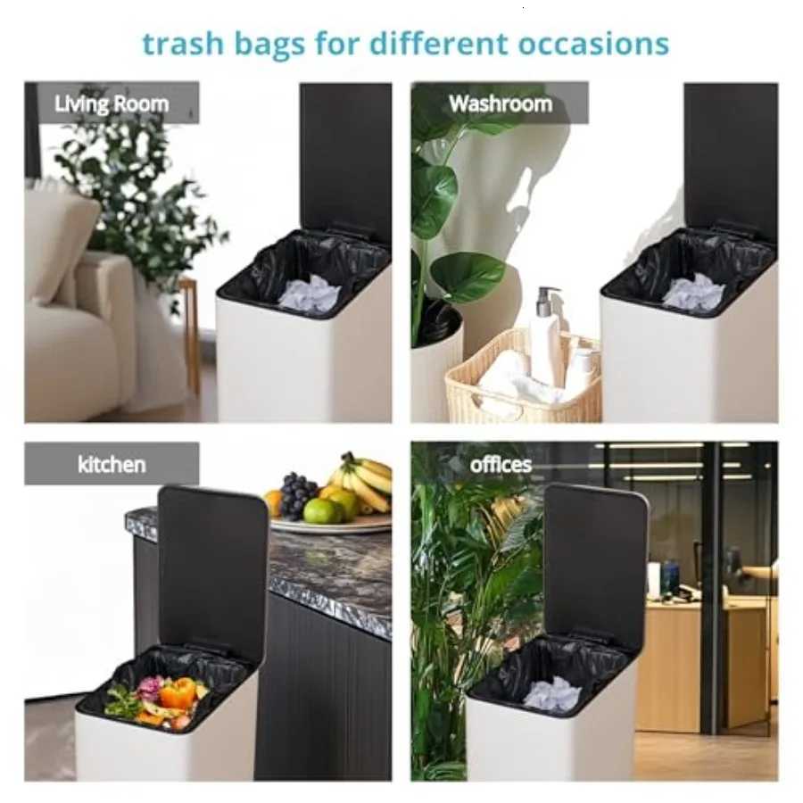 8 Gallon Black Kitchen Trash Bags with Red Drawstring Heavy Duty Unscented Garbage Bags for Kitchen Office Bathroom Trash Cans C251119