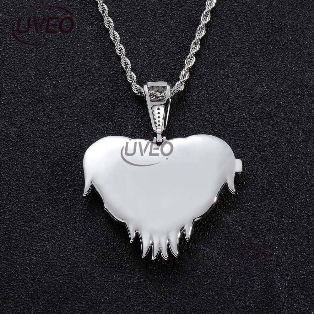 Luxury designer Flip Heart Photo Pendant Gold silvered Ice out VVS Moissanstone Hip Hop Men Women's Frame Necklace with FREE shipping