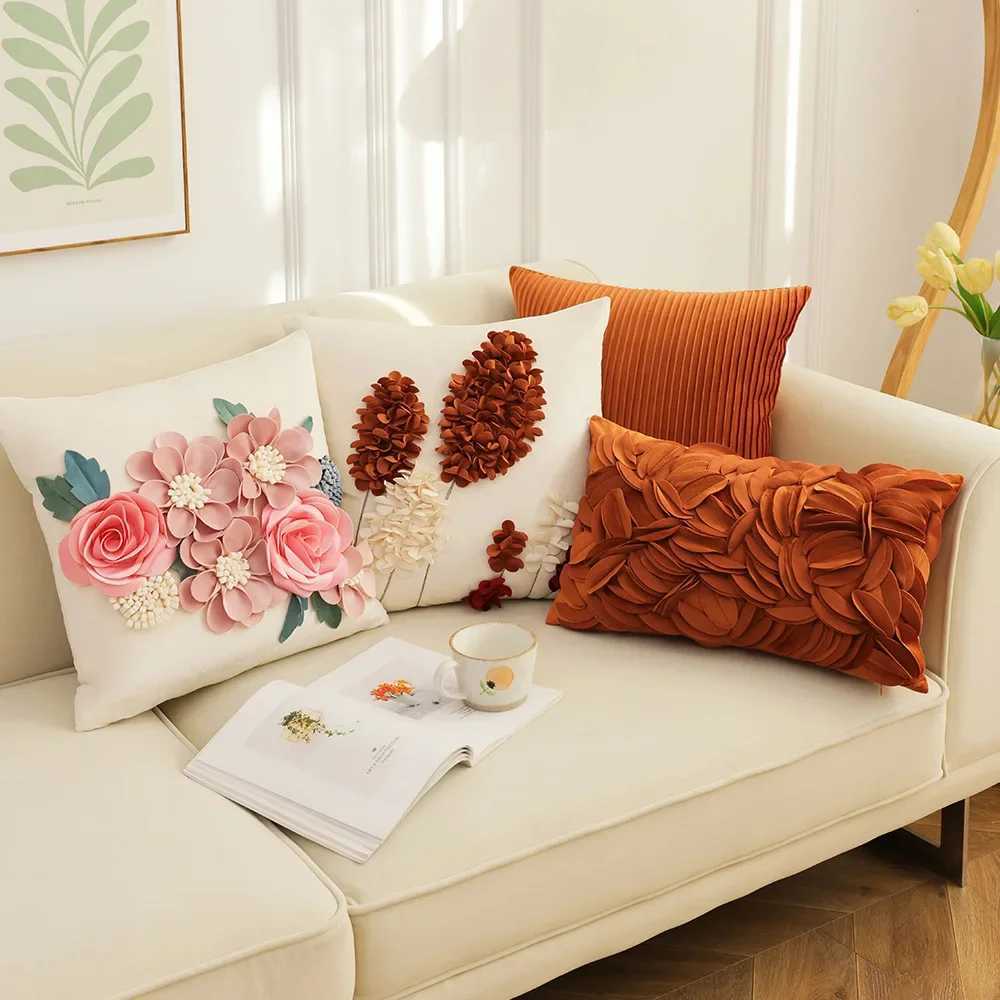 French Style case Flower Tree Patchwork Embroidered Cushion Cover Living Room Bedroom Cover Decorative for SofaM251119