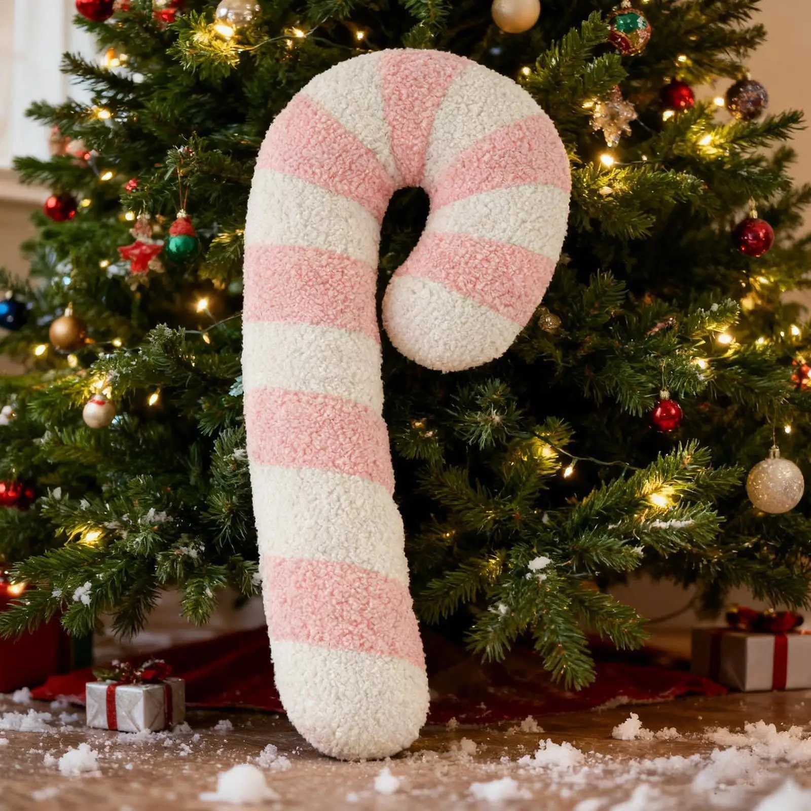 Christmas Lollipop Plush Throw Candy Cane Shape Soft Cushion for Bedroom Sofa Living Room Home Decor Xmas Holiday GiftM251119