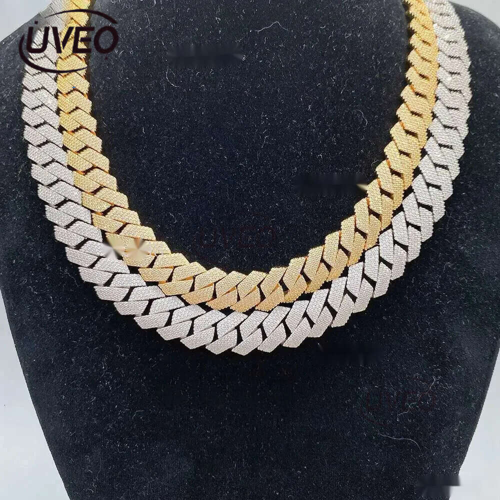 Passed Vvs Test Hip Hop Jewelry Necklace 15mm GRA Ice Out Moissanite Dia Cuban Chain Popular with Rappers