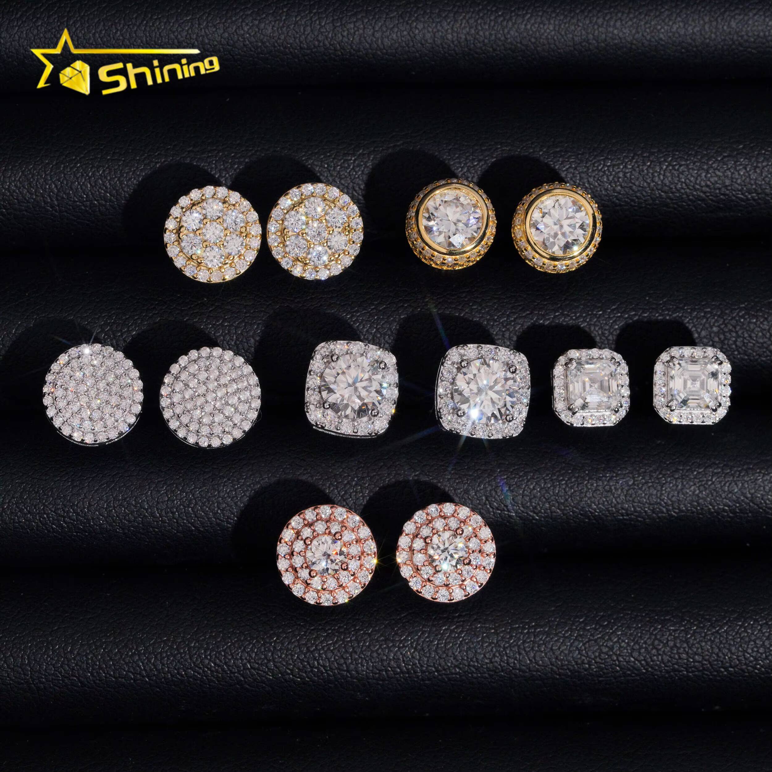 Factory Price High Quality 925 Sterling Silver VVS Moissanite Earrings Fine Jewelry Custom Stud Earrings for Women