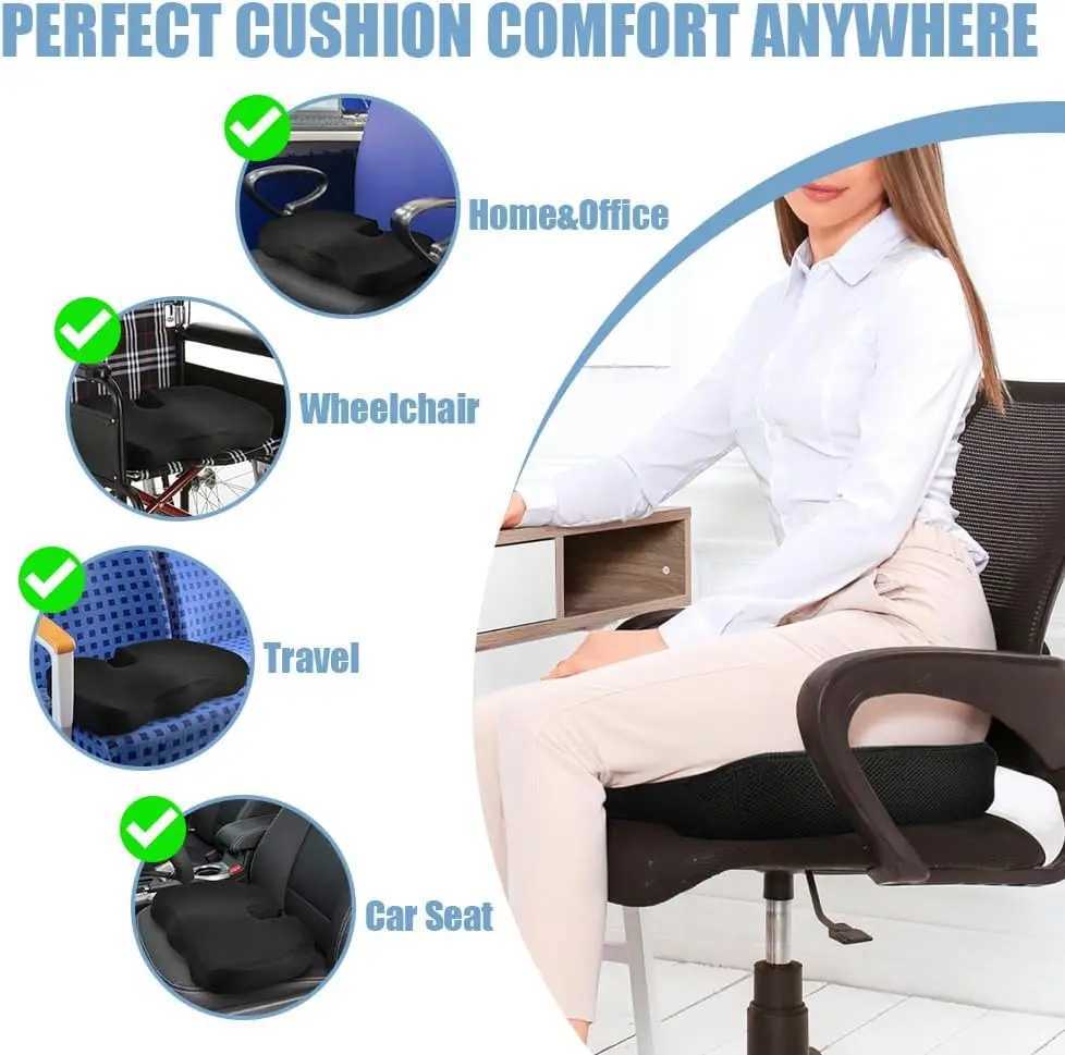 Seat Cushions for Office ChairsMemory Foam Coccyx Cushion Pads for Tailbone PainSciatica Correct Sitting PostureM251119